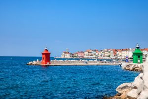 The Piran town in Slovenia on the body of the Mediterranean